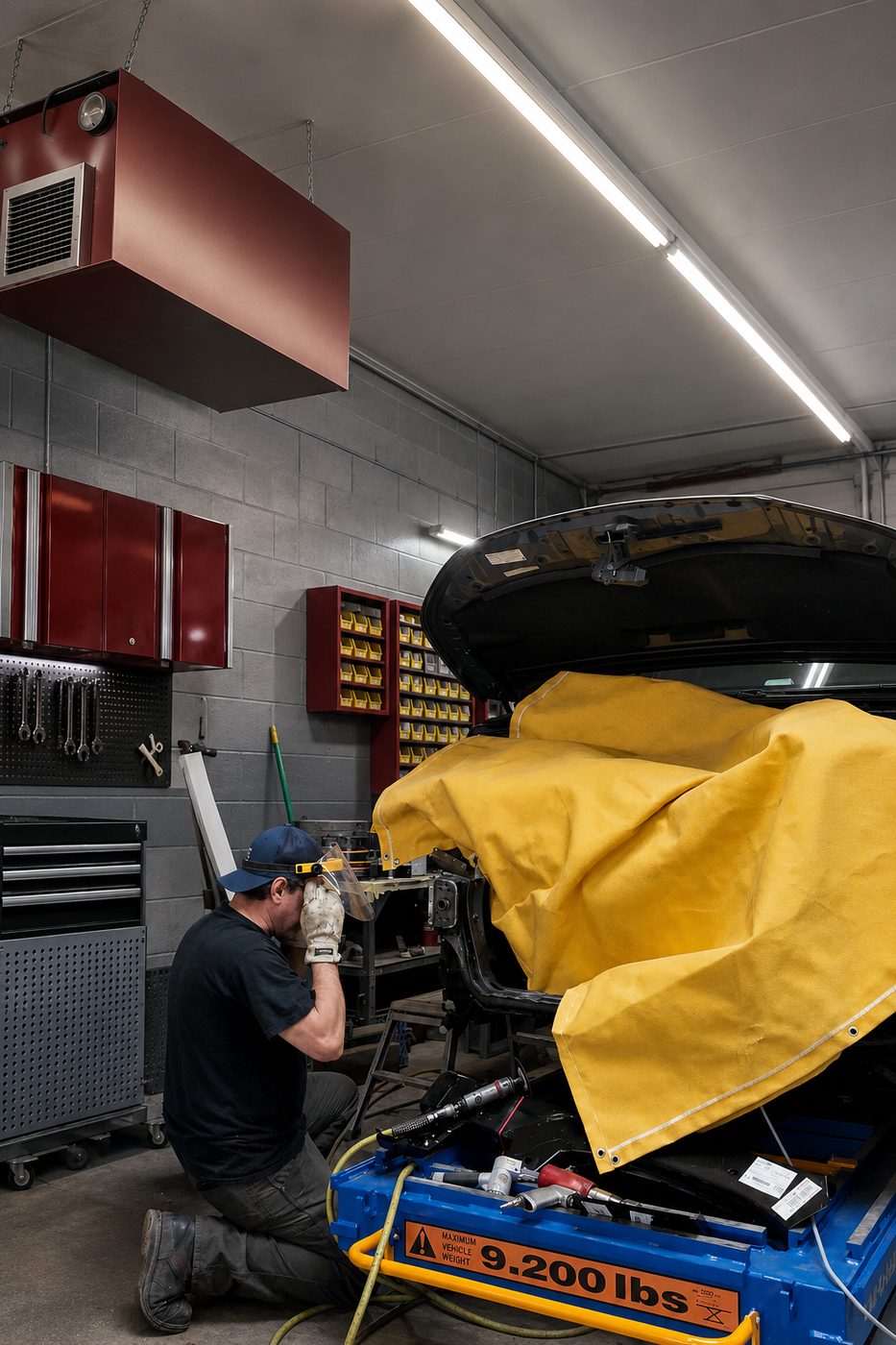 Car-O-Liner computerized frame repair in progress at Arch Auto Body and Collision, Fairview NJ